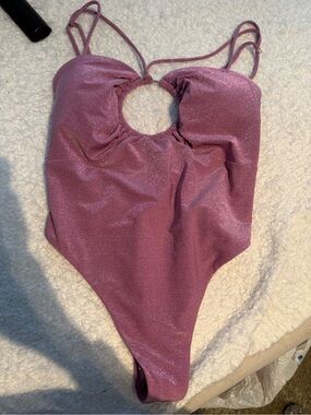 River Island Shimmery Mauve One-Piece Swimsuit